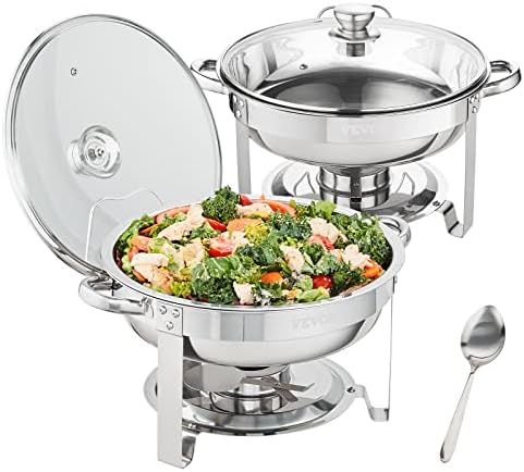 Tabletop circular buffet warmer with fuel can ready for food service
