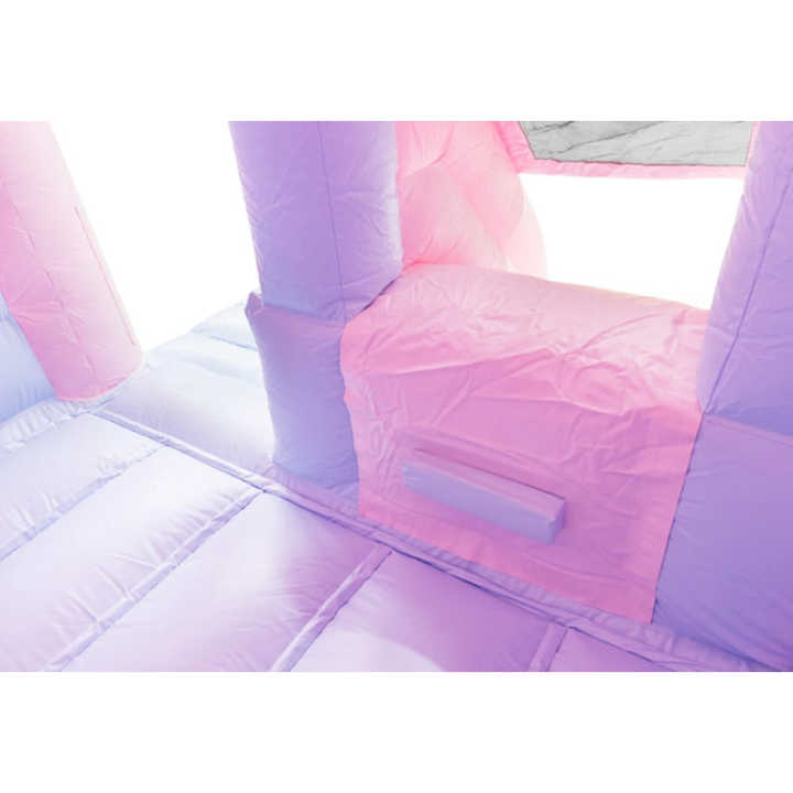 Princess bouncy castle with inflatable slide in pink and purple for birthday parties and girls’ events