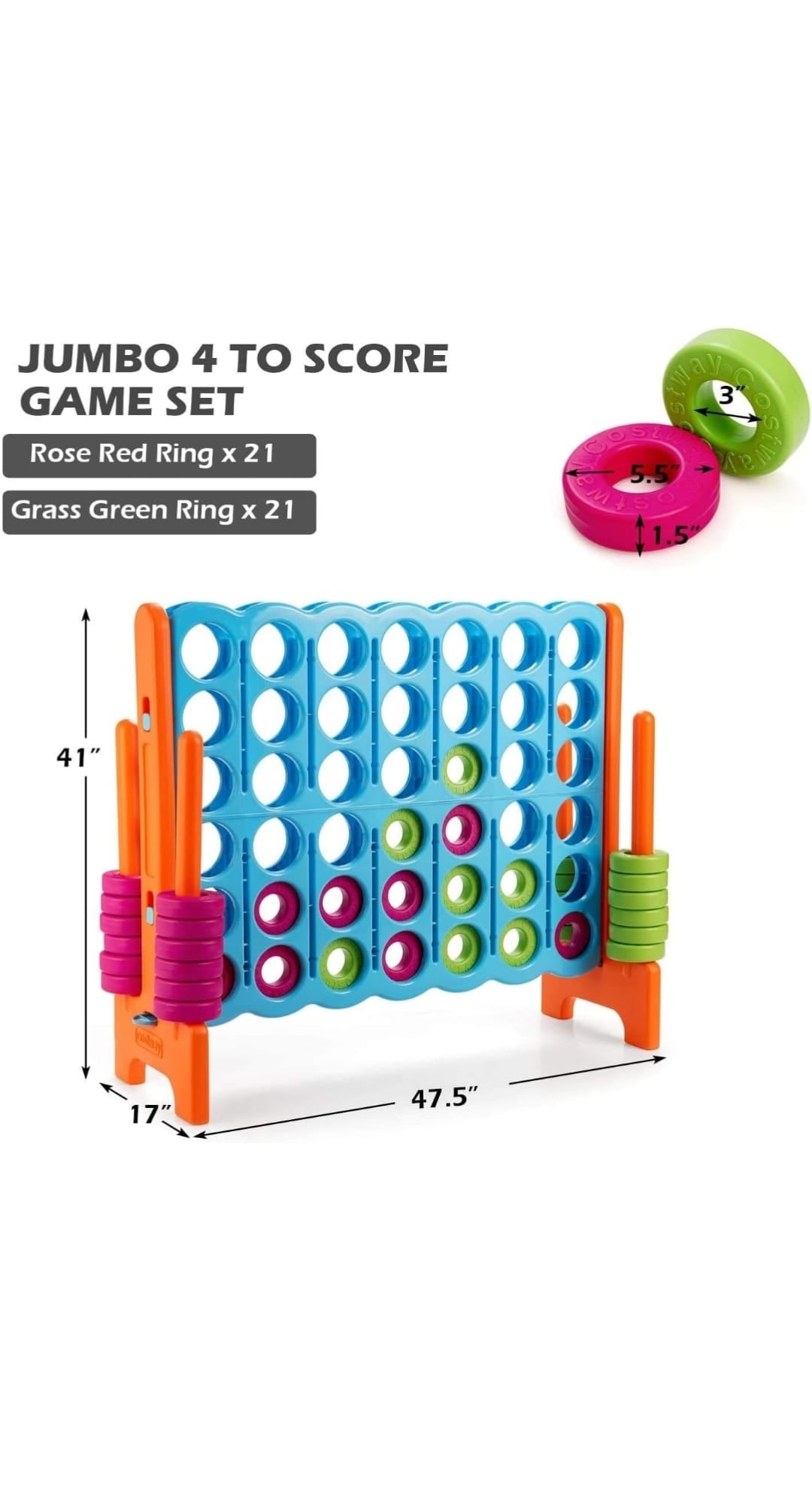 Giant Connect 4-in-a-Row game for outdoor parties and events with colorful pieces