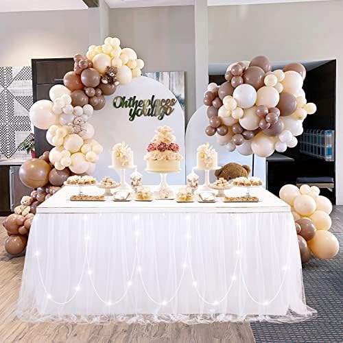 Lighted table skirt for events in white with built-in LED lights