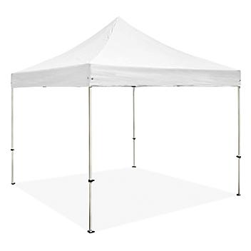 10x10 event tent canopy with white top and collapsible frame for outdoor setups