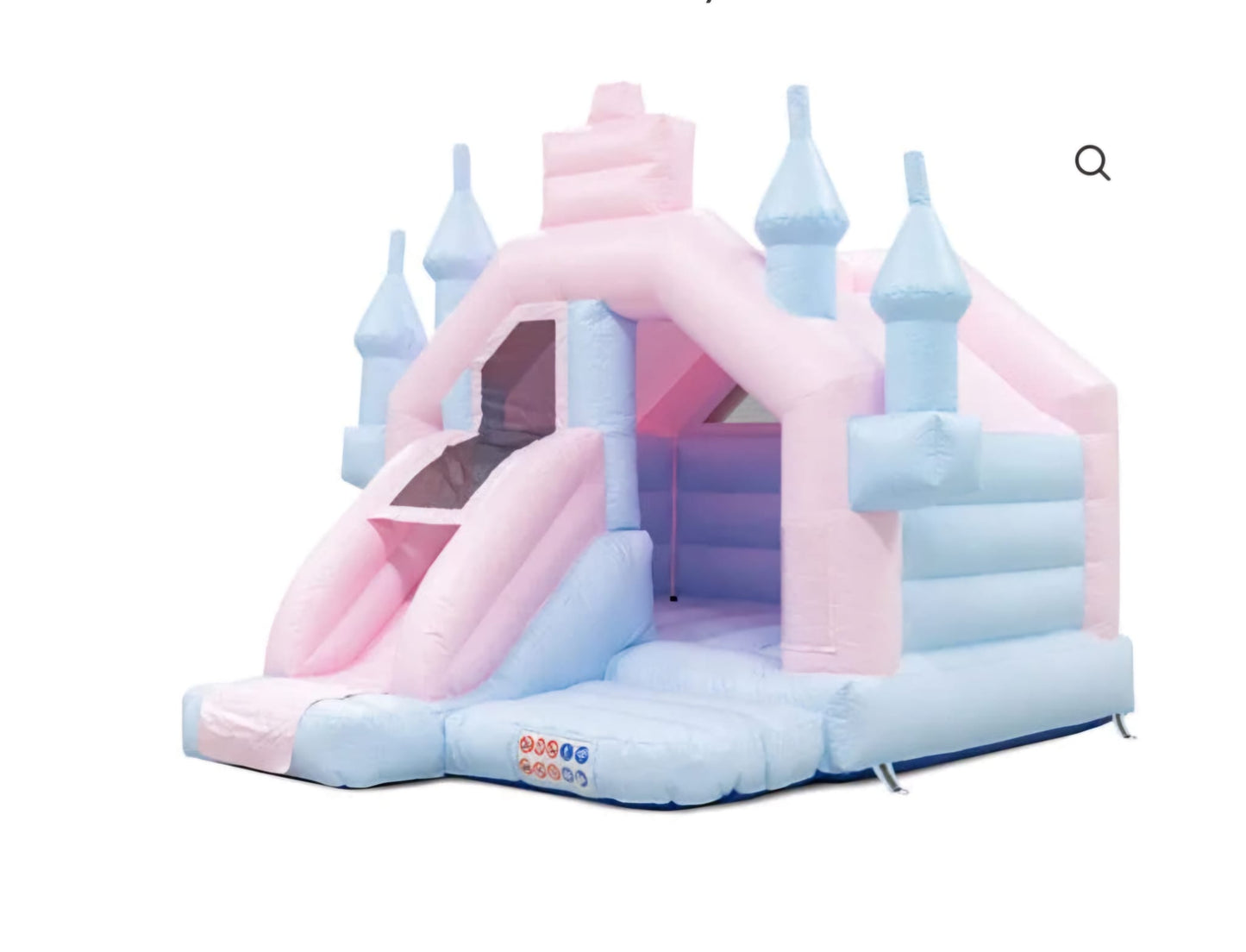 Princess bouncy castle with inflatable slide in pink and purple for birthday parties and girls’ events