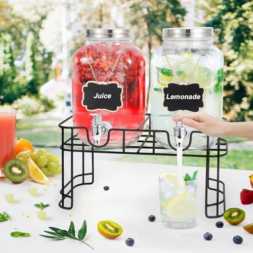 Glass drink dispenser 4 liters for serving beverages at parties and events