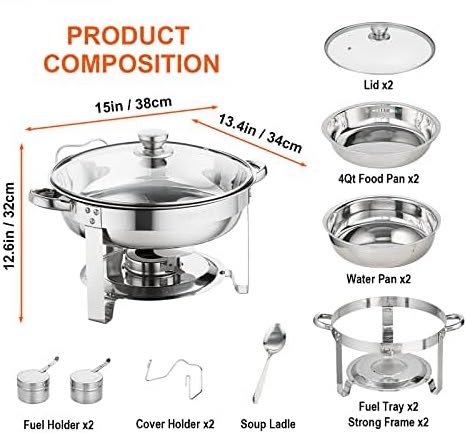 Tabletop circular buffet warmer with fuel can ready for food service