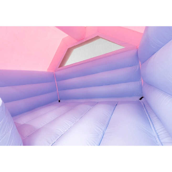 Princess bouncy castle with inflatable slide in pink and purple for birthday parties and girls’ events