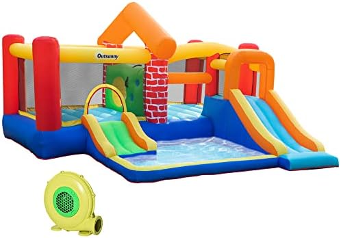 Bouncy castle with two slides and ball pit for kids’ parties and events