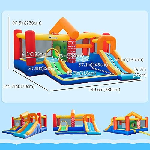 Bouncy castle with two slides and ball pit for kids’ parties and events