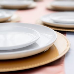 Set of 12 Event Plates – Elegant Tableware Rental at $9