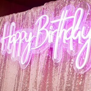 LED Happy Birthday Sign for Events – Neon Party Light Decoration