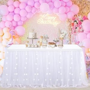 Lighted Table Skirt for Events – Decorative Table Cover with Built-in LED