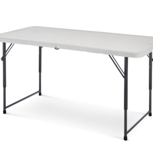 Small Folding 4 ft Table - White Plastic Table with Black Frame